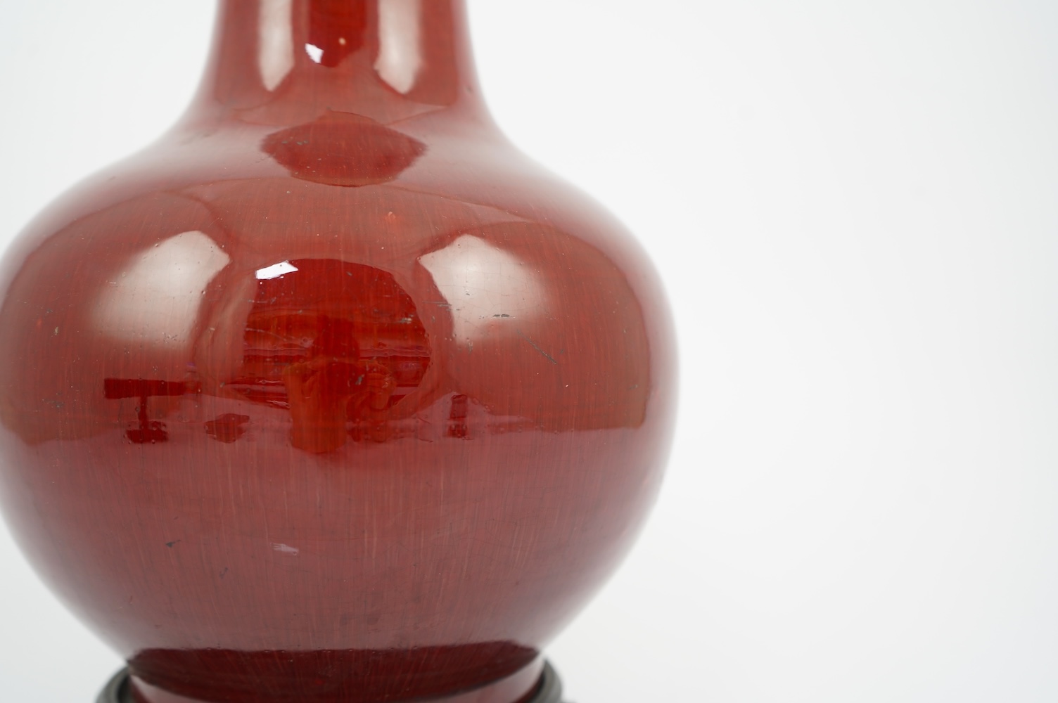 A Chinese Langyao bottle vase, 18th century, mounted as a lamp